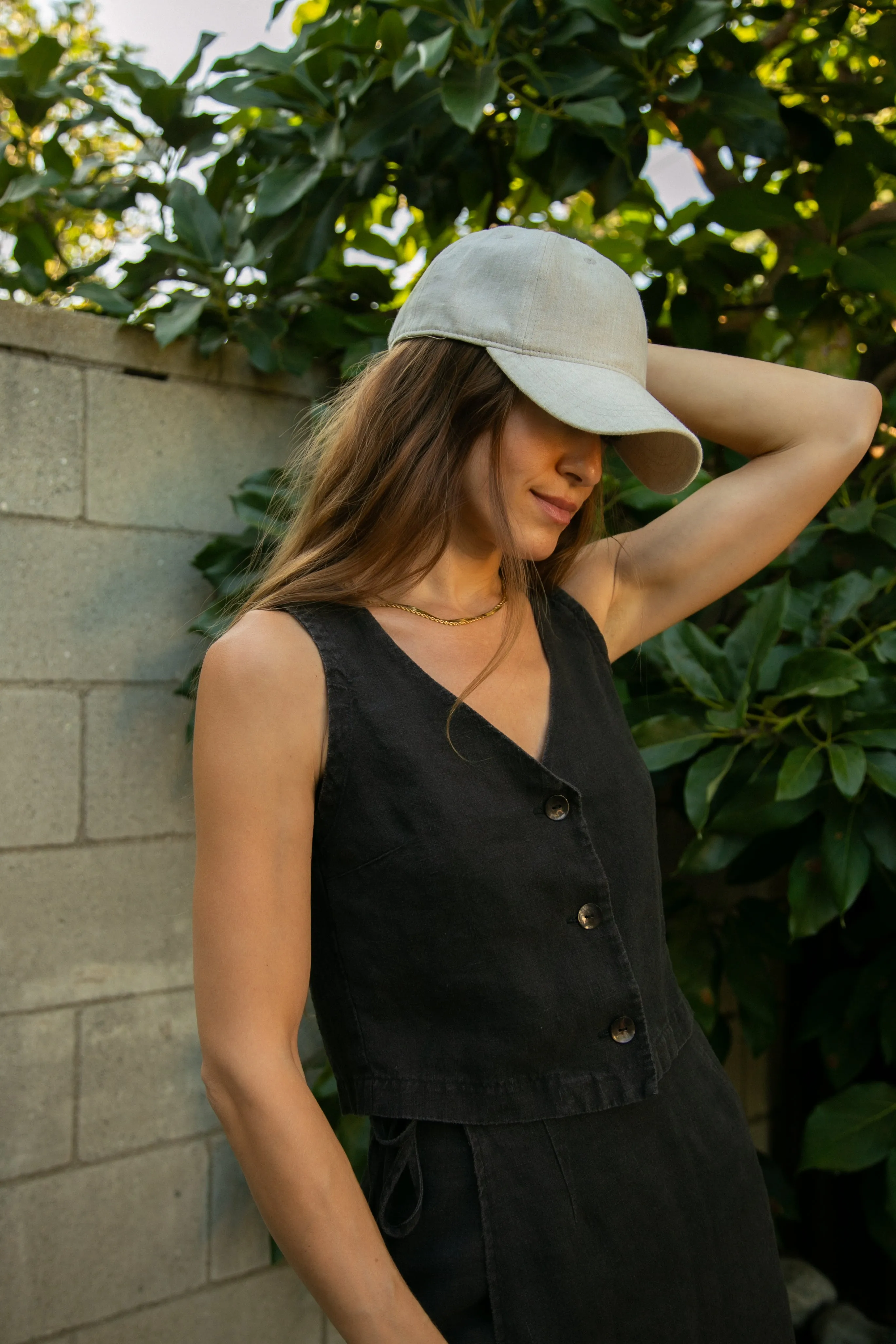 Spencer Linen Dad Cap in Cream sold by Wyeth product image thumbnail 3