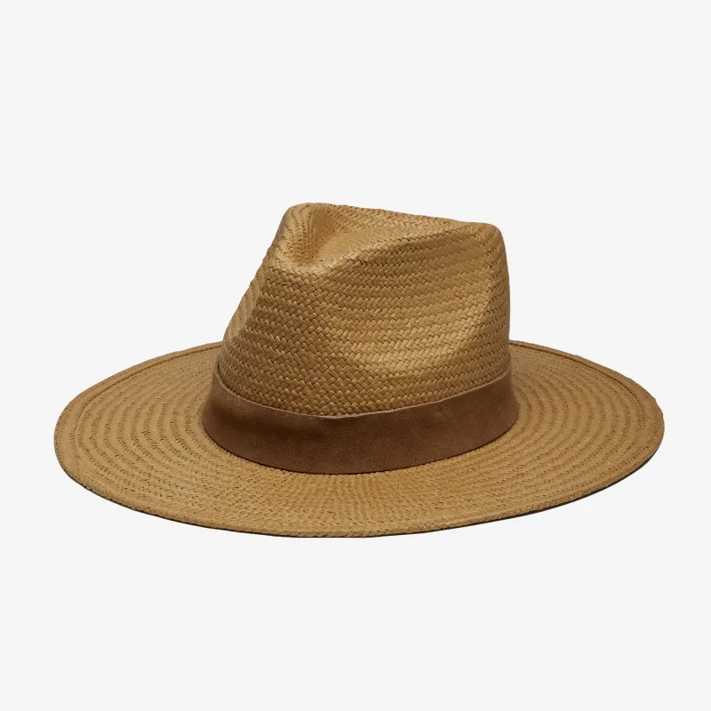 Sutton Paper Straw Fedora in Camel made by Wyeth