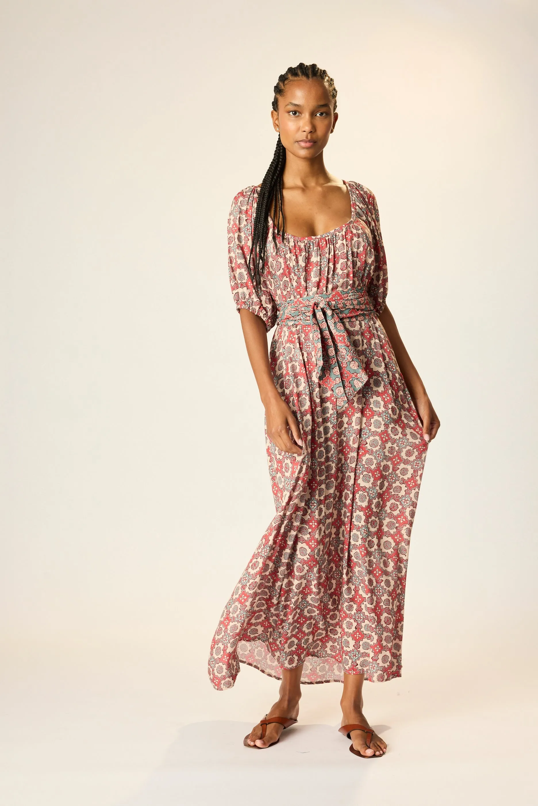 VIVI DRESS WITH CONTRASTING SASH sold by Natalie Martin product image thumbnail 3