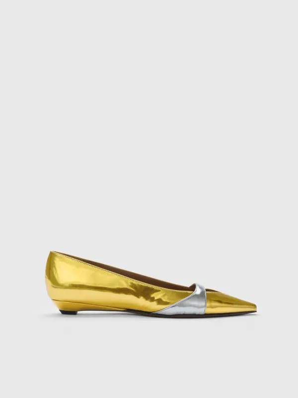 Pedesina Gold/Silver Metallic Leather Ballet flats made by ATP Atelier
