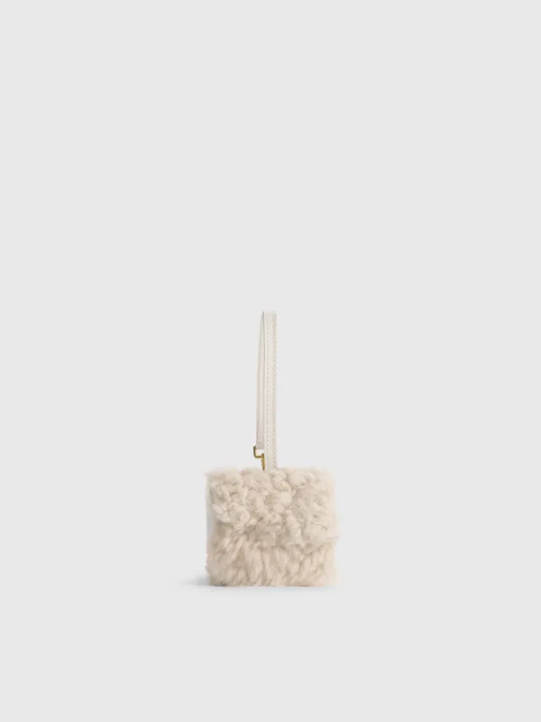 Selva Vanilla/Linen Shearling/Leather Key chain made by ATP Atelier