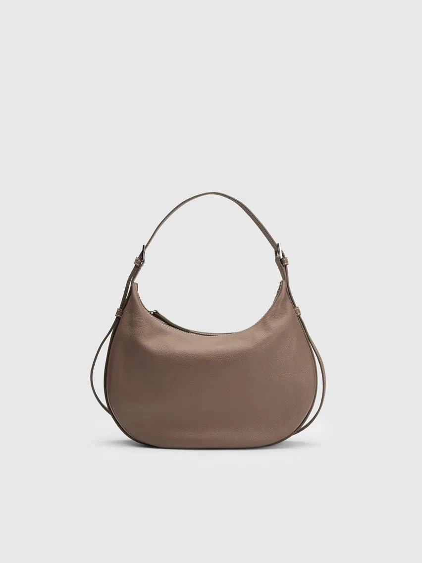 Liveri Tahini/Contrast Stitch Grained Leather Small hobo bag sold by ATP Atelier product image thumbnail 2