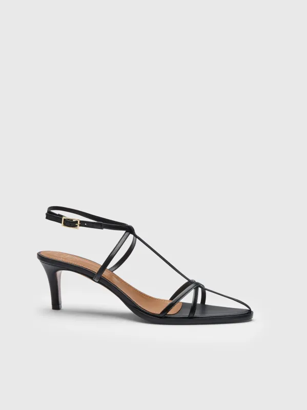 Torno Black Nappa Strappy heeled sandals sold by ATP Atelier