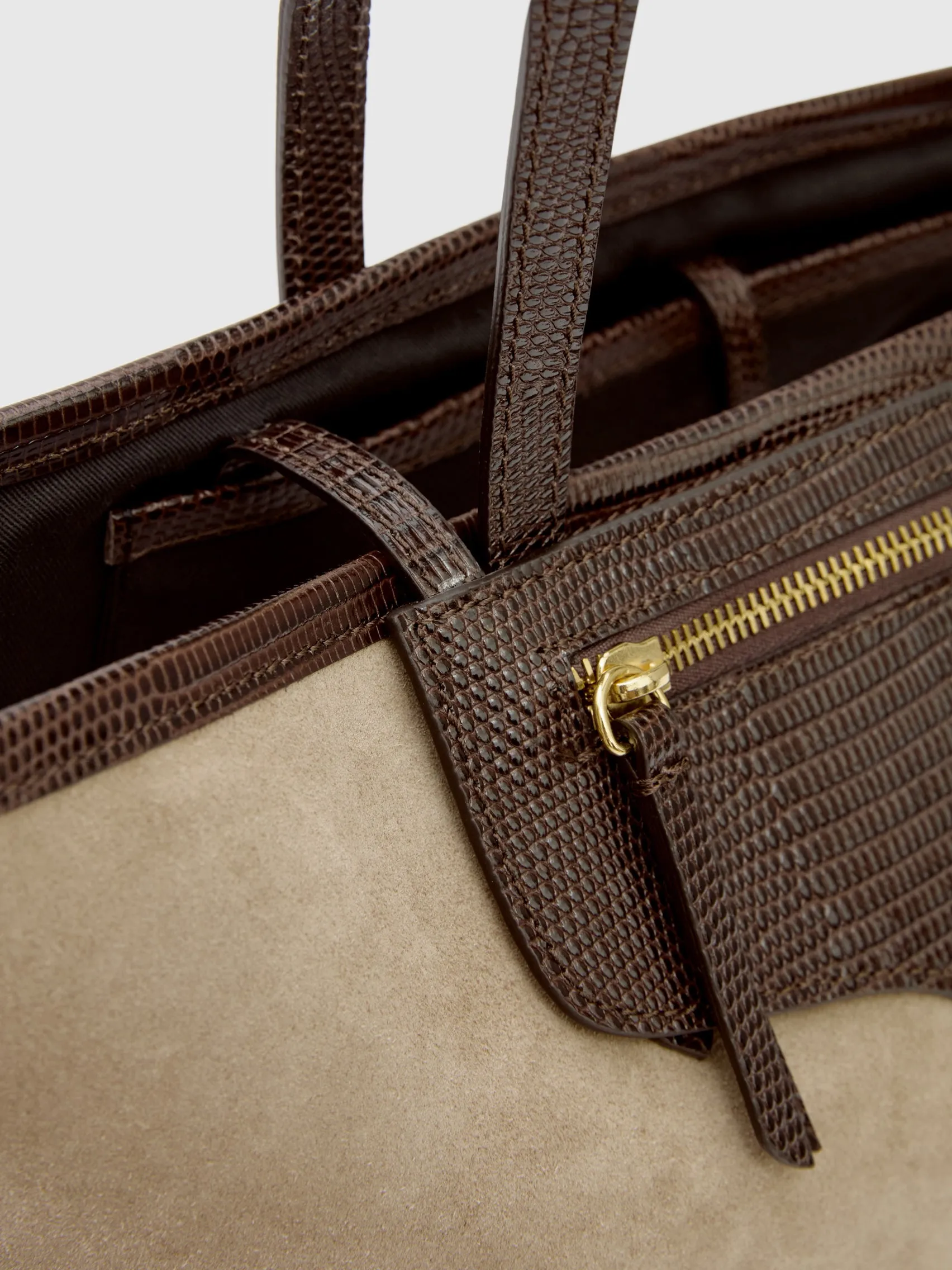 Gaiba Avena/Walnut Suede/Printed Lizard Mini tote bag sold by ATP Atelier product image thumbnail 3