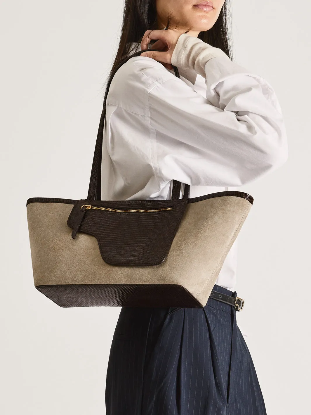 Gaiba Avena/Walnut Suede/Printed Lizard Mini tote bag sold by ATP Atelier product image thumbnail 5