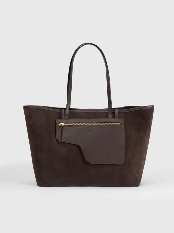Eraclea Walnut Suede/Leather Large tote bag sold by ATP Atelier