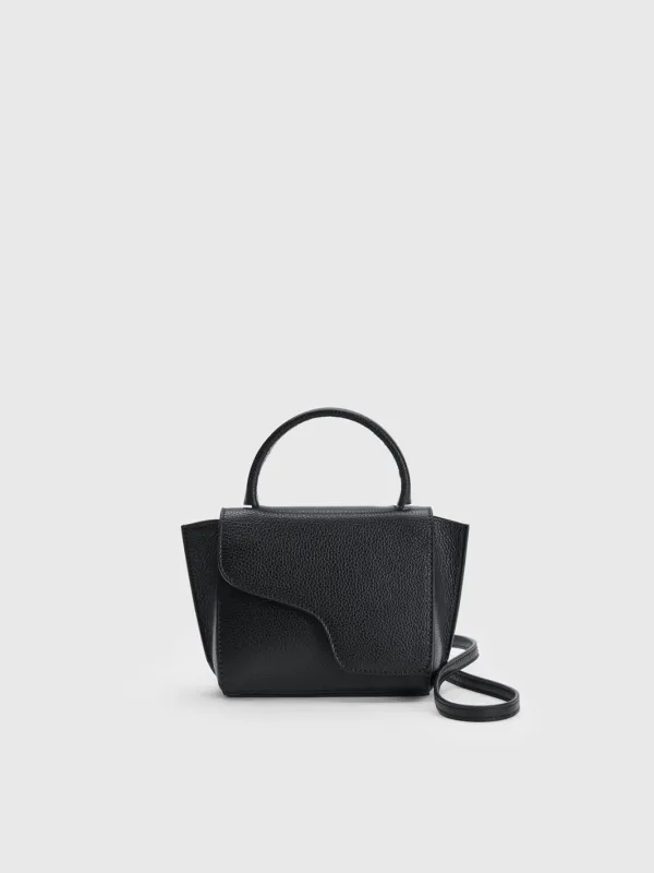 Montalcino Black Grained Leather Mini handbag made by ATP Atelier