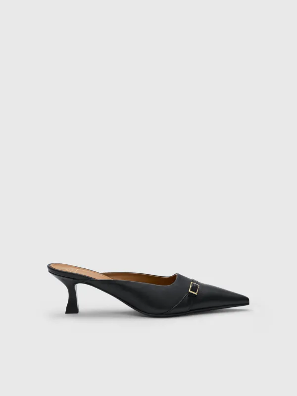 Cesana Black Leather Mules made by ATP Atelier