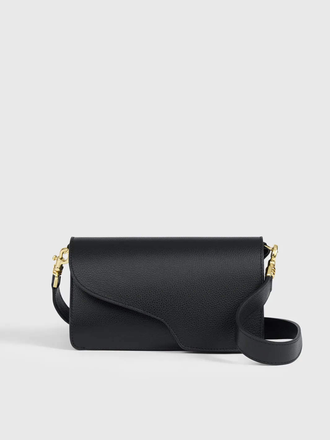 Assisi Black Grained Leather Shoulder Bag sold by ATP Atelier