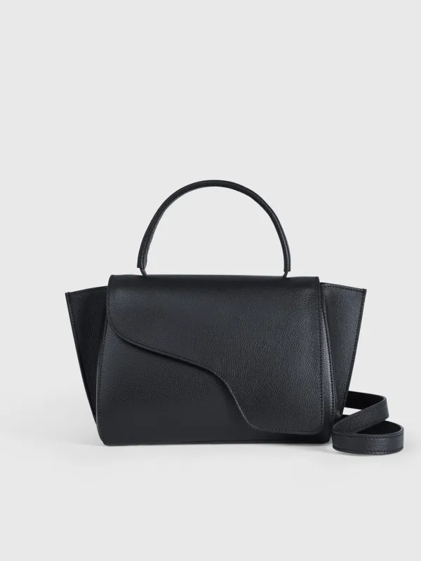 Arezzo Black Grained Leather Handbag made by ATP Atelier