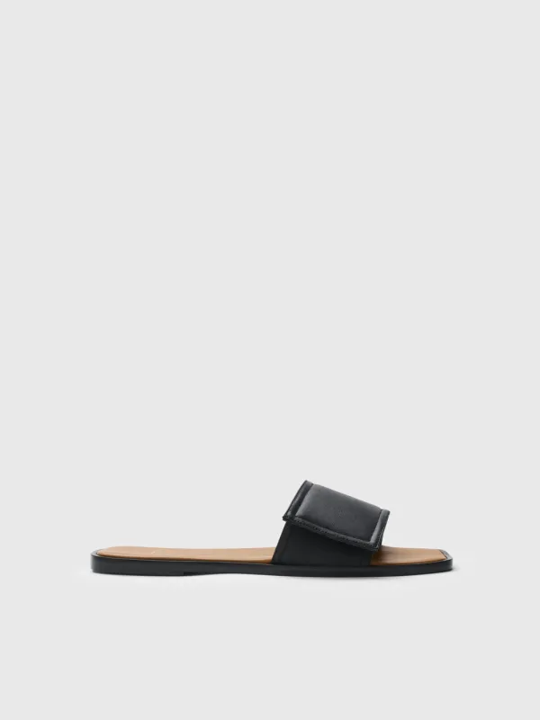 Tirano Black Nappa Flat sandals sold by ATP Atelier