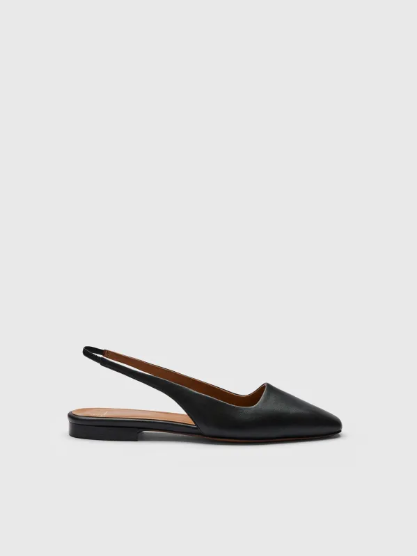 Plesio Black Nappa Flat Slingbacks made by ATP Atelier