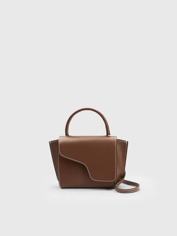 Montalcino Cannella/Contrast Stitch Leather Mini handbag made by ATP Atelier