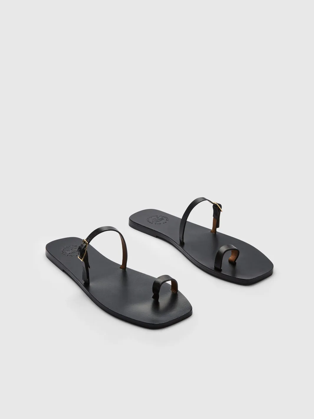 Dongo Black Leather Flat sandals sold by ATP Atelier product image thumbnail 3