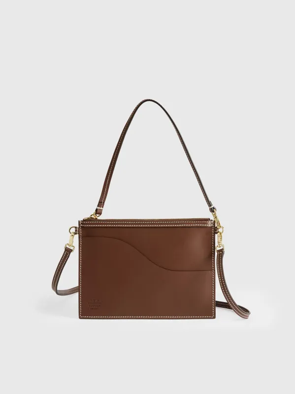 Buonarroti Cannella/Contrast Stitch Leather Pouch made by ATP Atelier