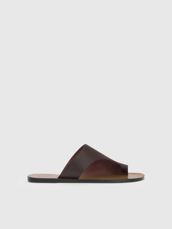 Rosa Walnut Leather Cutout sandals made by ATP Atelier