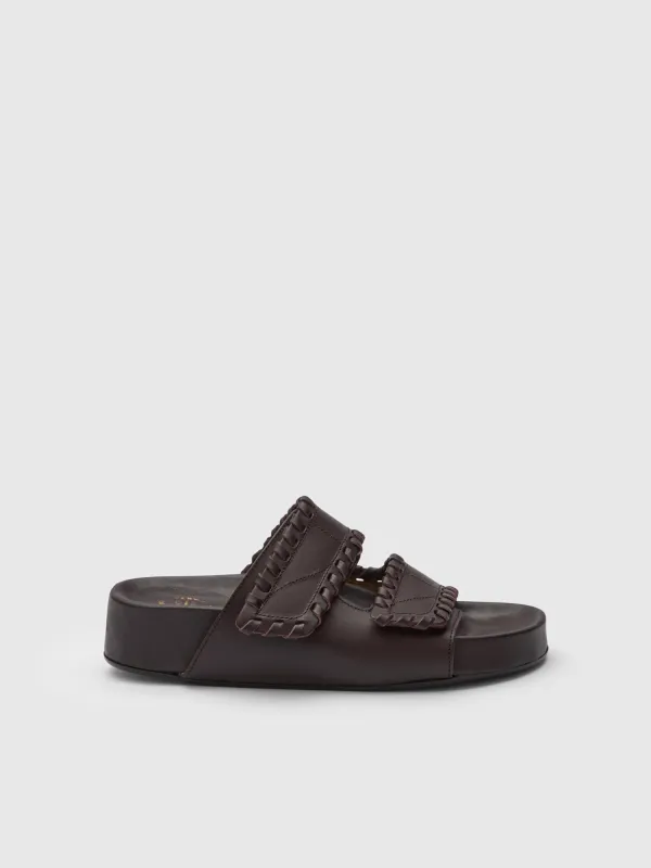 Furlo Stitch Walnut Leather Comfy Sandals sold by ATP Atelier