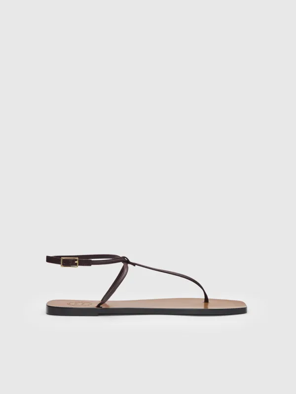 Alassio Walnut Nappa Flat sandals made by ATP Atelier