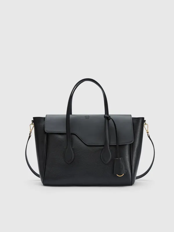 Merlara Black Grained Leather/Leather Large handbag made by ATP Atelier