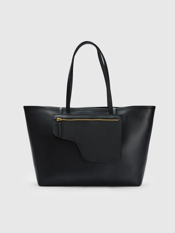 Eraclea Black Grained Leather/Leather Large tote bag made by ATP Atelier