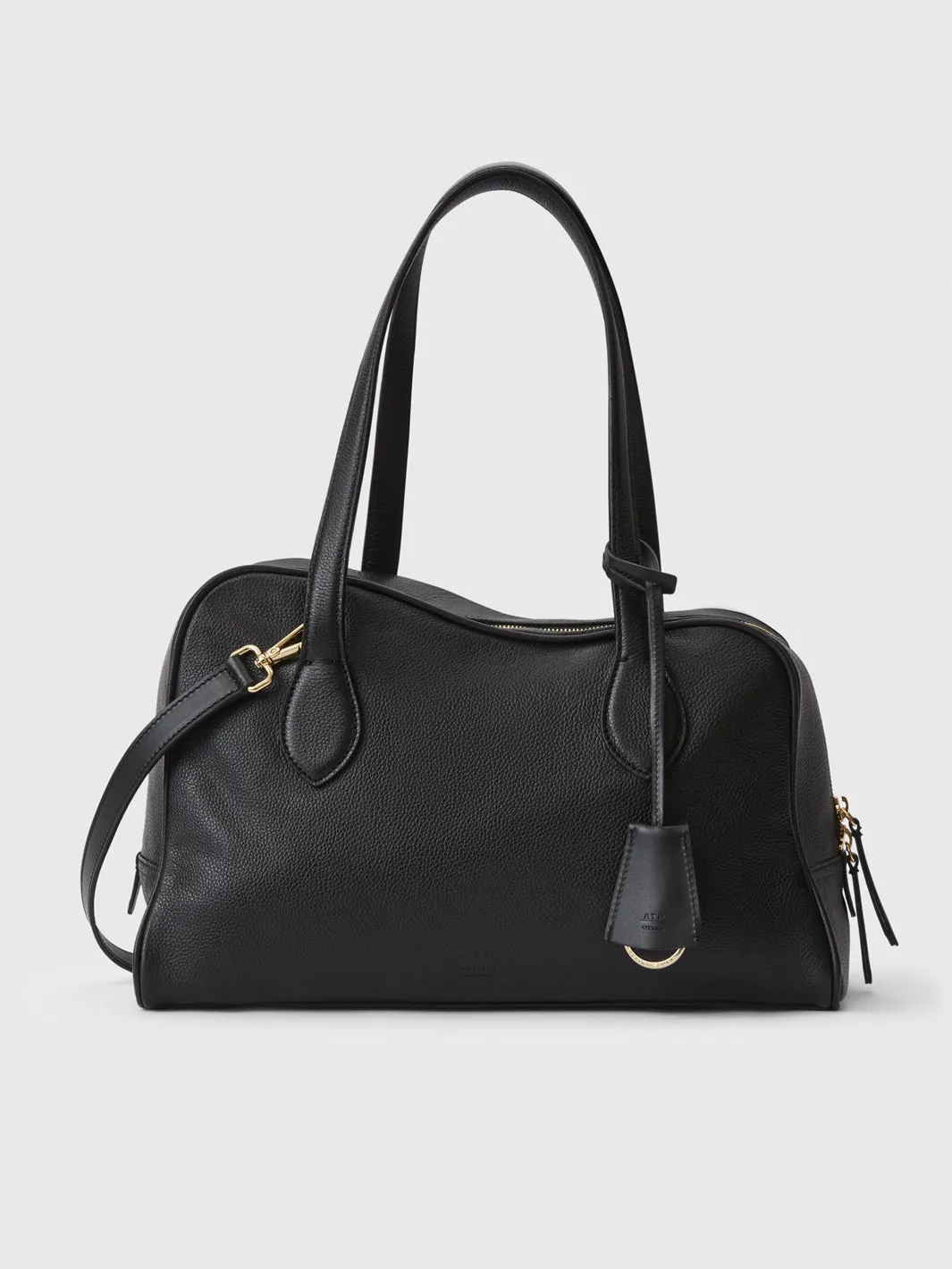 Noale Black Grained Leather Top handle bag sold by ATP Atelier