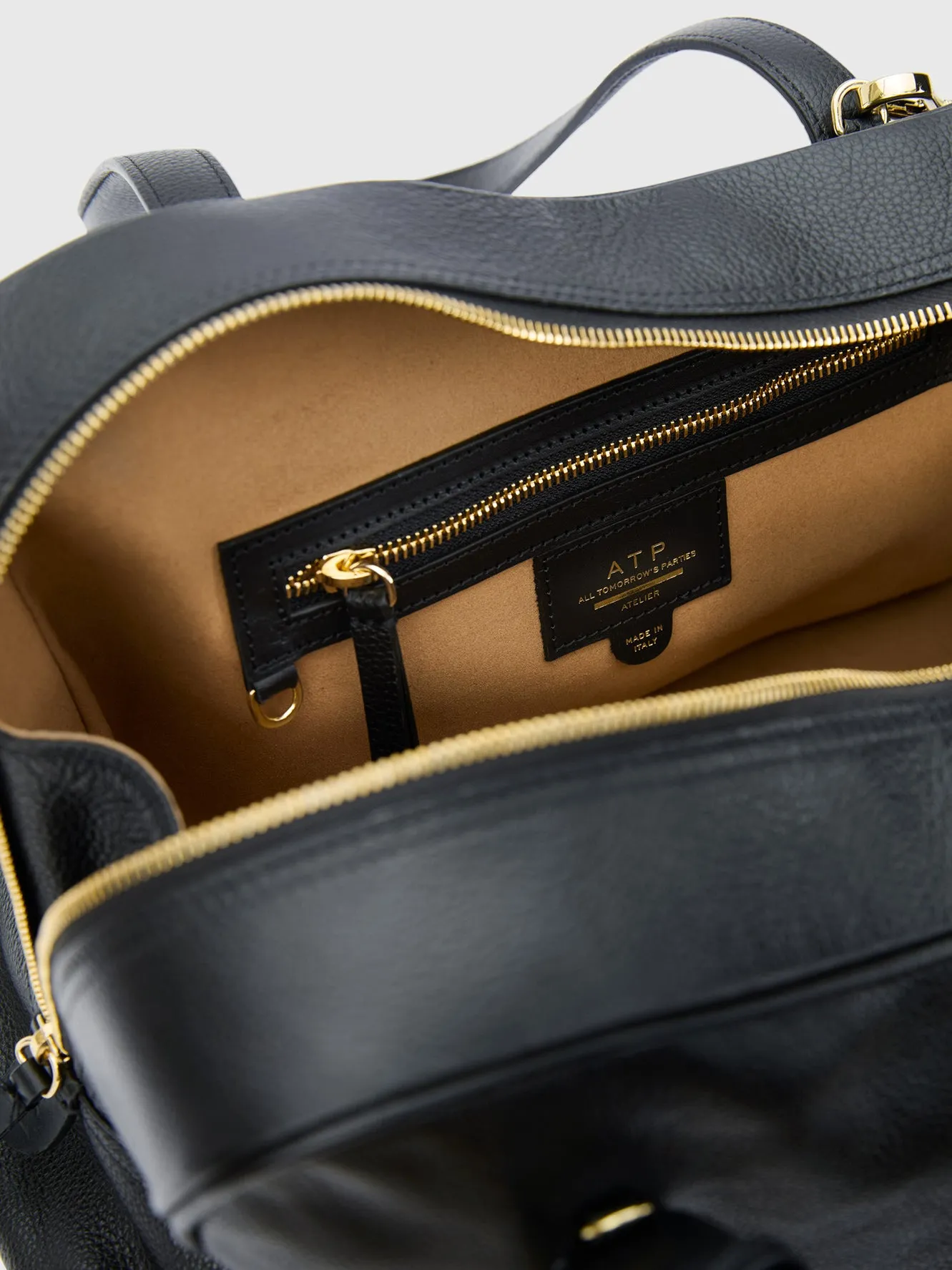 Noale Black Grained Leather Top handle bag sold by ATP Atelier product image thumbnail 4