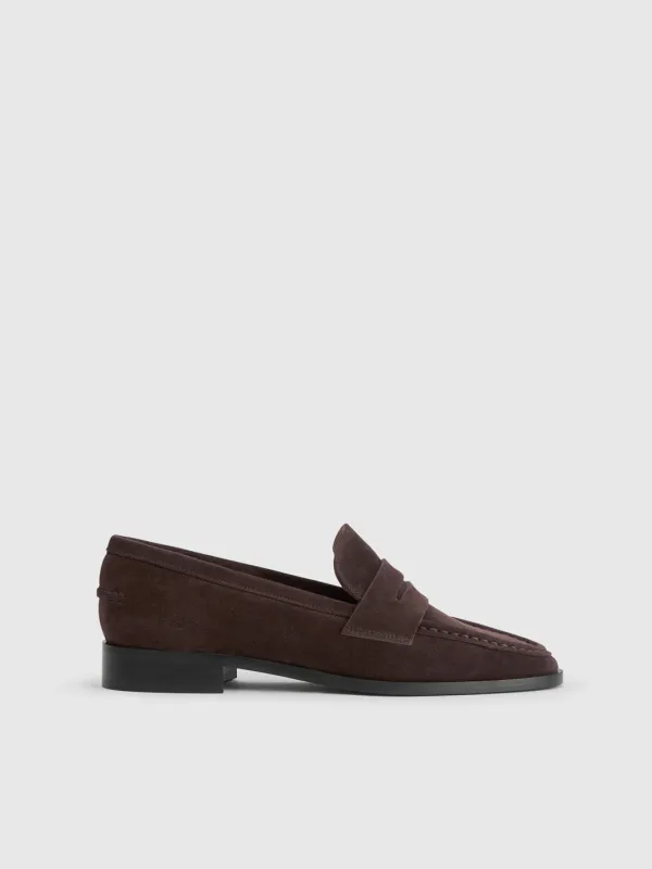 Airola Walnut Suede Loafers sold by ATP Atelier