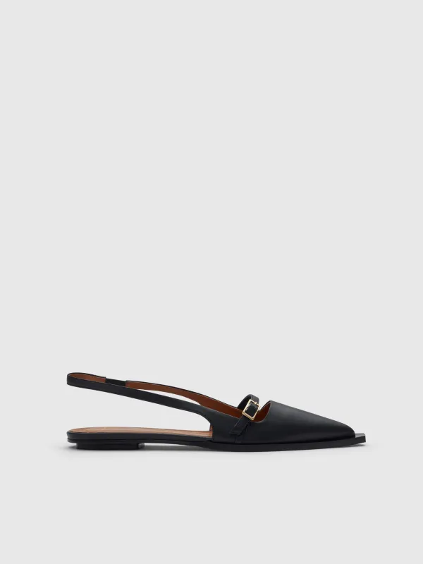 Cortina Black Nappa Flat Slingbacks made by ATP Atelier