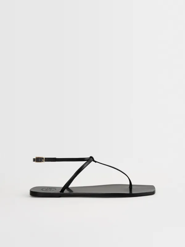 Alassio Black Nappa Flat sandals made by ATP Atelier