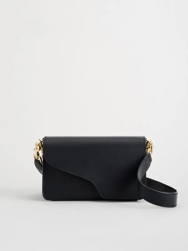 Assisi Black Leather Shoulder Bag made by ATP Atelier