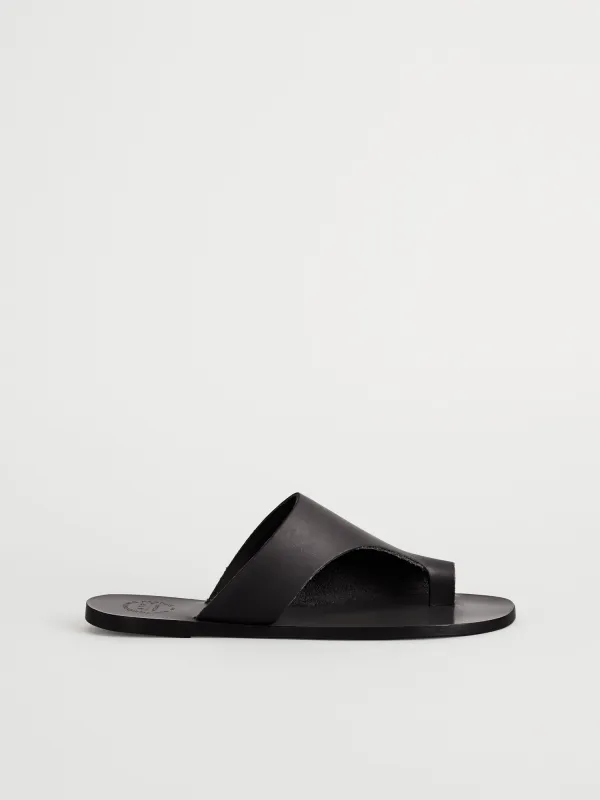 Rosa Black Leather Cutout sandals made by ATP Atelier