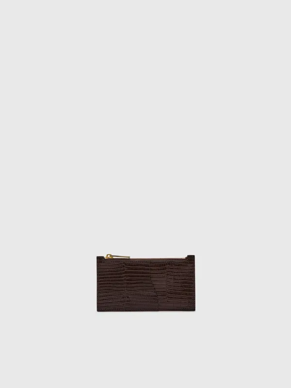Moscosi Walnut/Avena Printed Lizard/Suede Card holder made by ATP Atelier