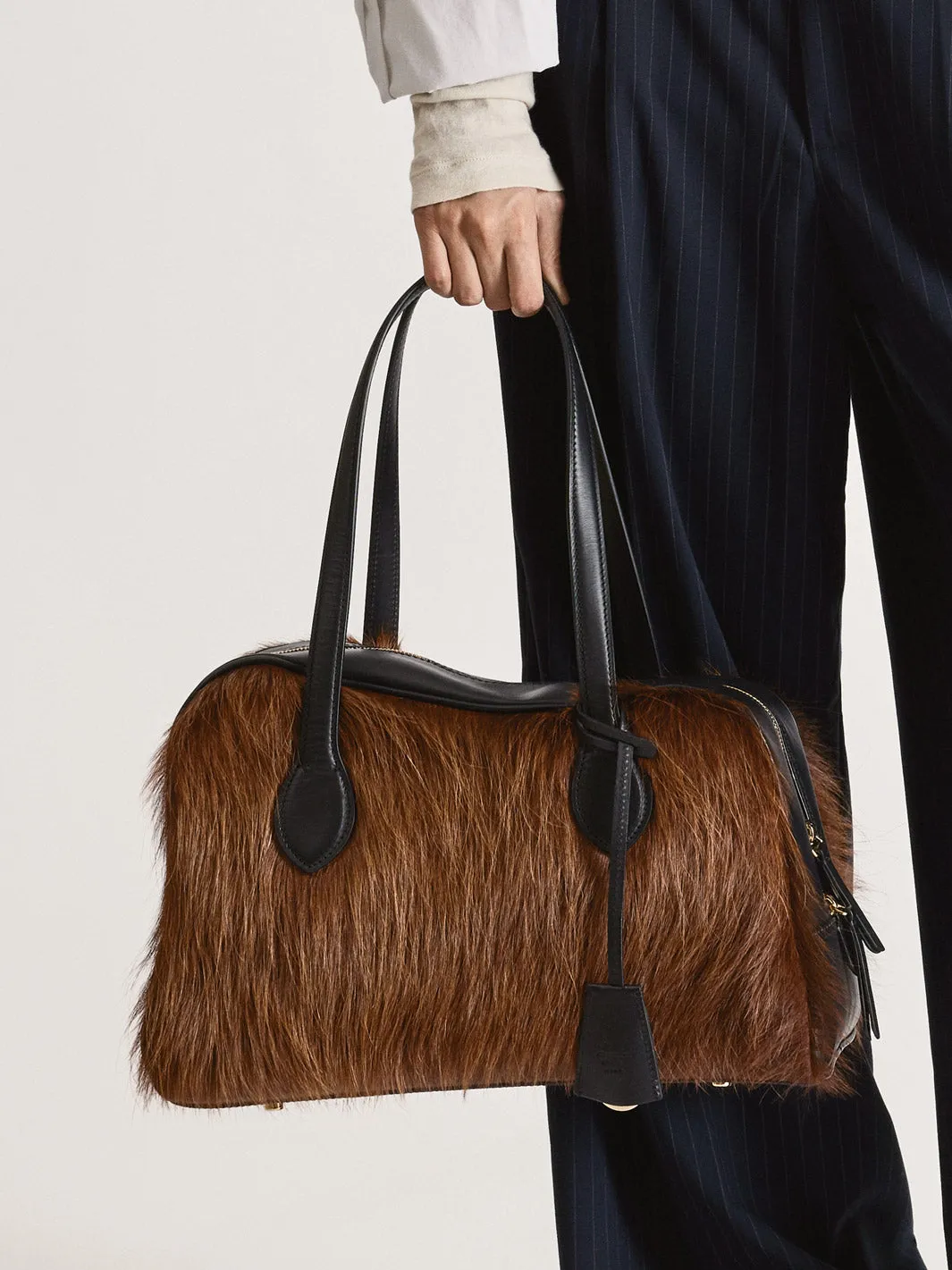 Noale Cannella/Black Pony/Leather Top handle bag sold by ATP Atelier product image thumbnail 4