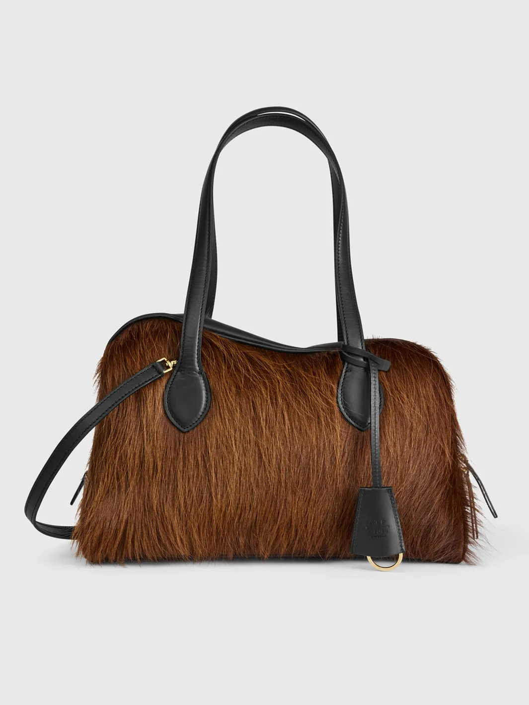 Noale Cannella/Black Pony/Leather Top handle bag sold by ATP Atelier