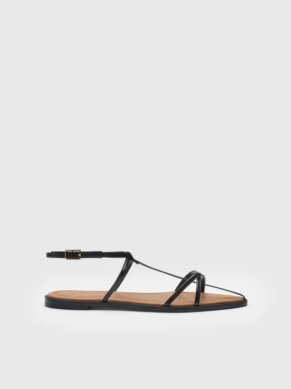 Griante Black Nappa Strappy sandals made by ATP Atelier