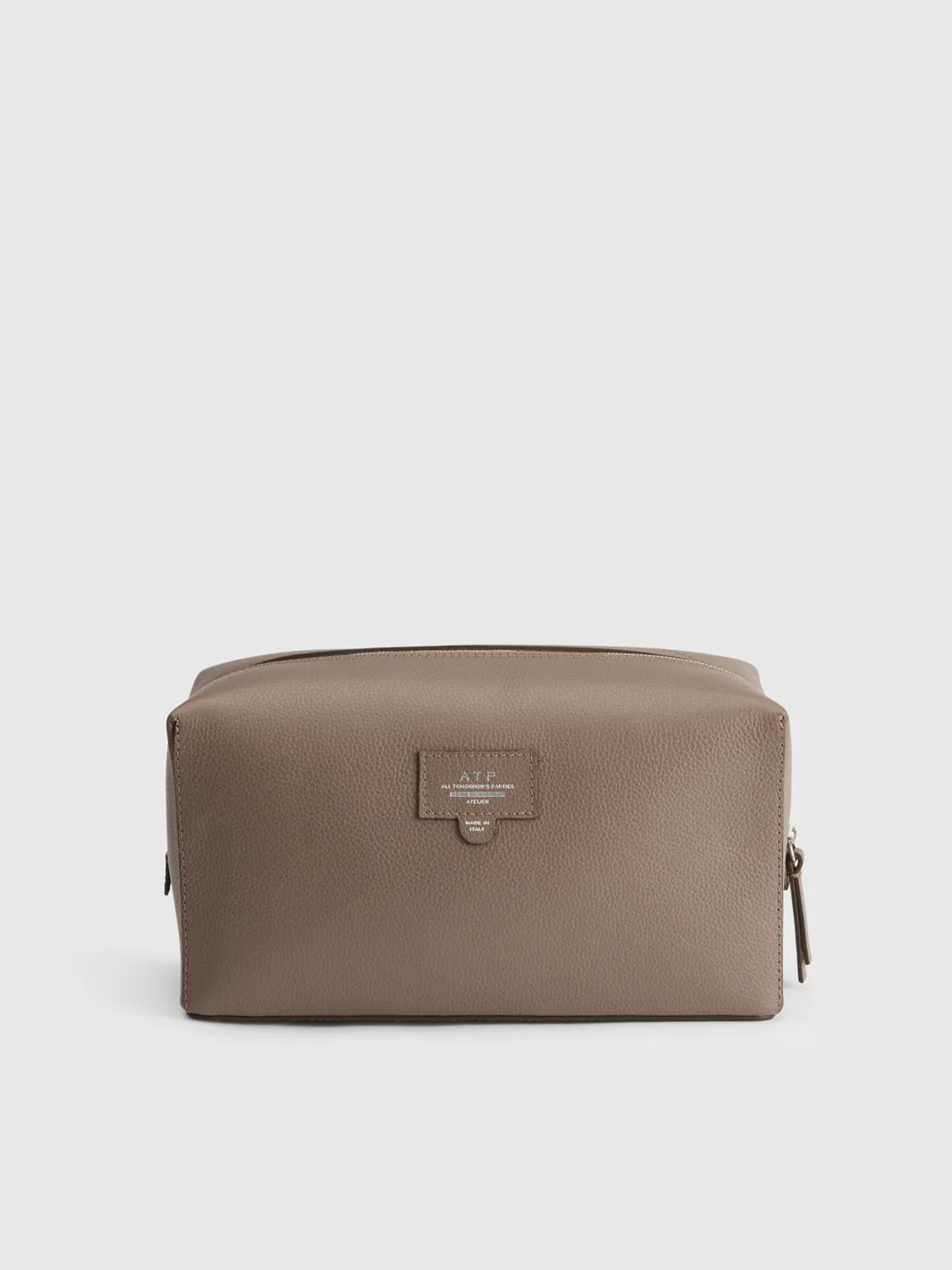 Pomaia Tahini Grained Leather Beauty Bag sold by ATP Atelier
