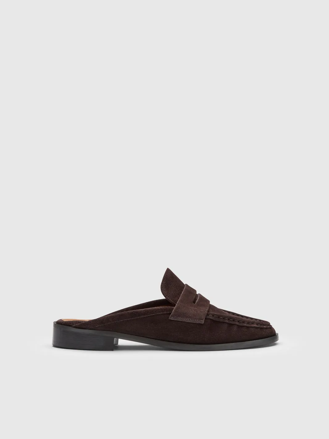 Capriana Walnut Suede Slip-ins sold by ATP Atelier