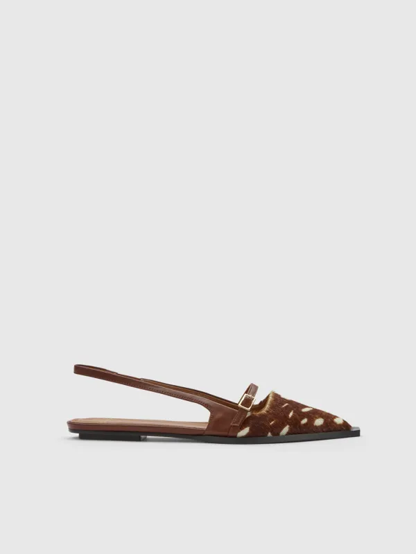 Cortina Cannella Printed Cerbiatto/Nappa Flat Slingbacks made by ATP Atelier