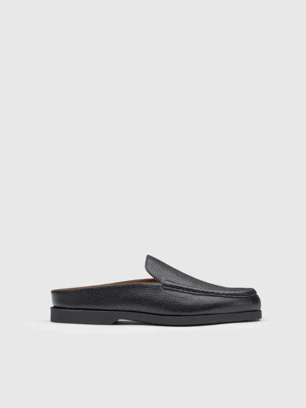 Tenno Black Grained Leather Slip-ins made by ATP Atelier