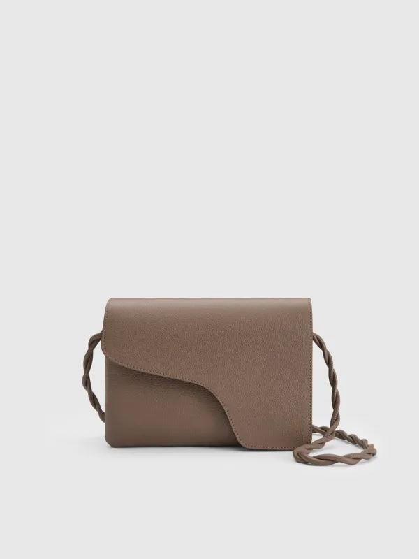 Duronia Tahini Grained Leather Mini crossbody bag made by ATP Atelier