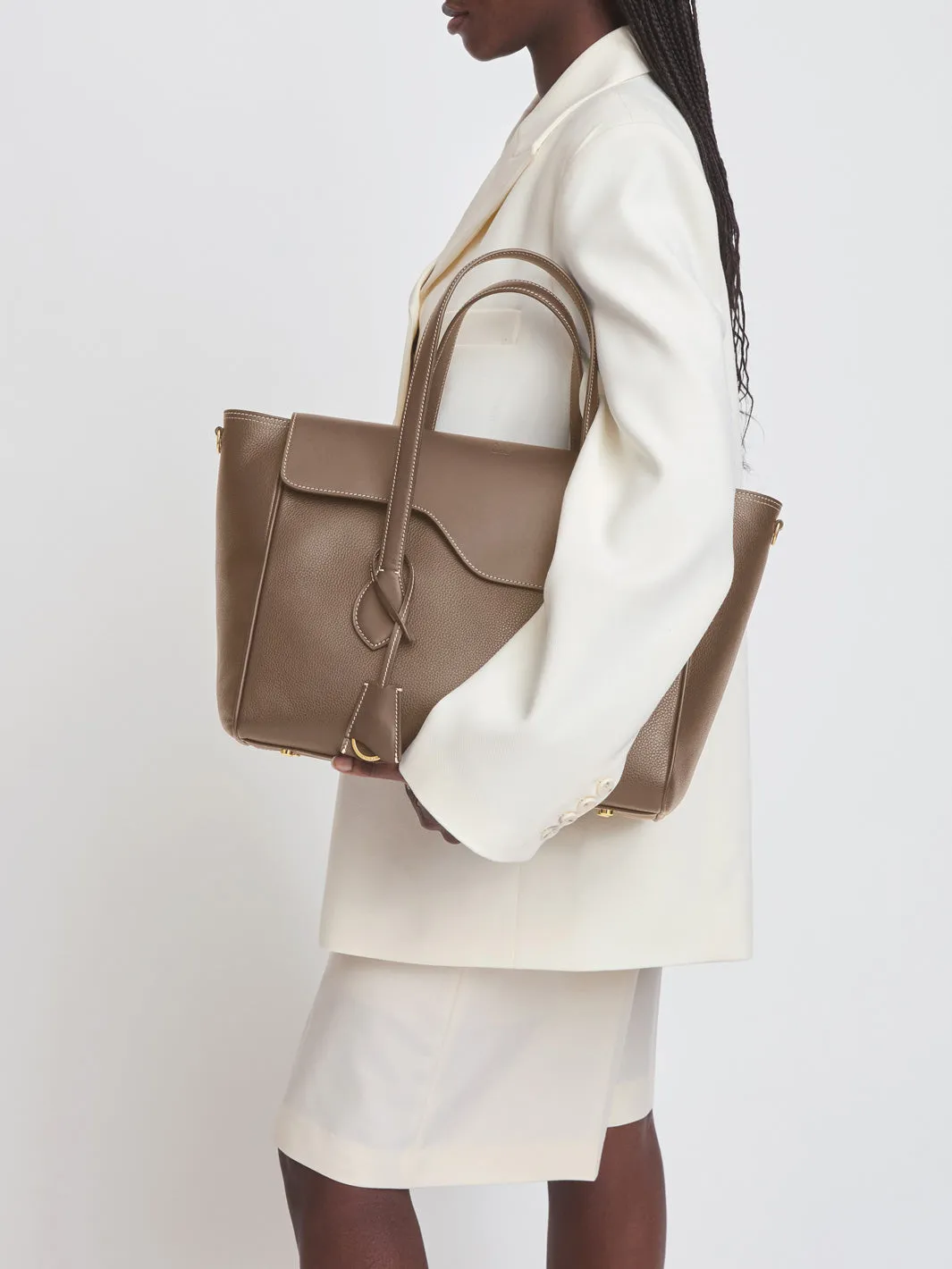 Merlara Tahini Grained Leather/Leather Large handbag sold by ATP Atelier product image thumbnail 3