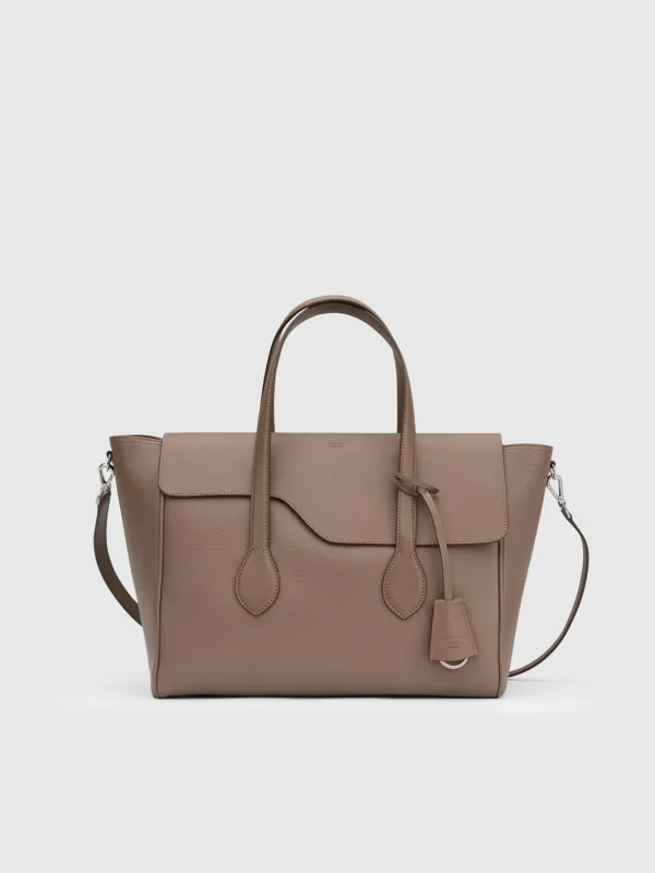 Merlara Tahini Grained Leather/Leather Large handbag made by ATP Atelier