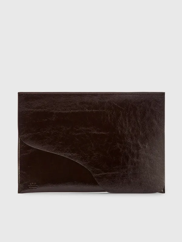 Sardegna Media Walnut Naplak Leather Laptop case made by ATP Atelier