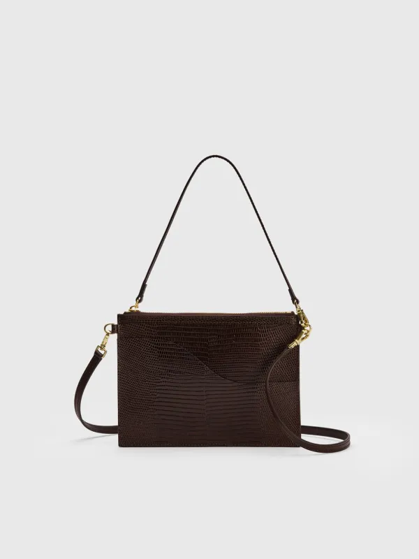 Buonarroti Walnut Printed Lizard/Leather Pouch made by ATP Atelier