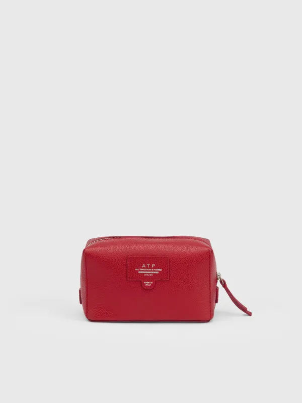 Capanne Melograno Grained Leather Beauty Bag made by ATP Atelier