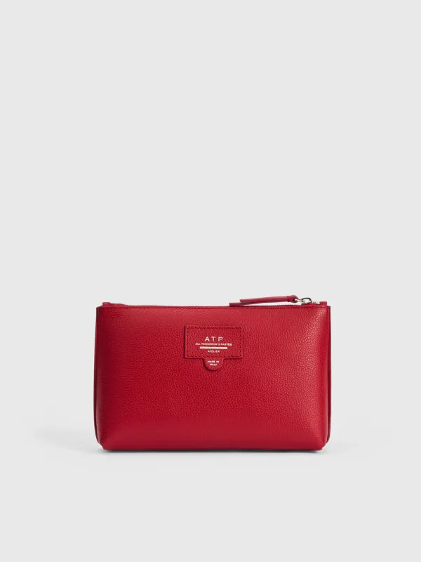 Solaio Melograno Grained Leather Beauty Bag made by ATP Atelier