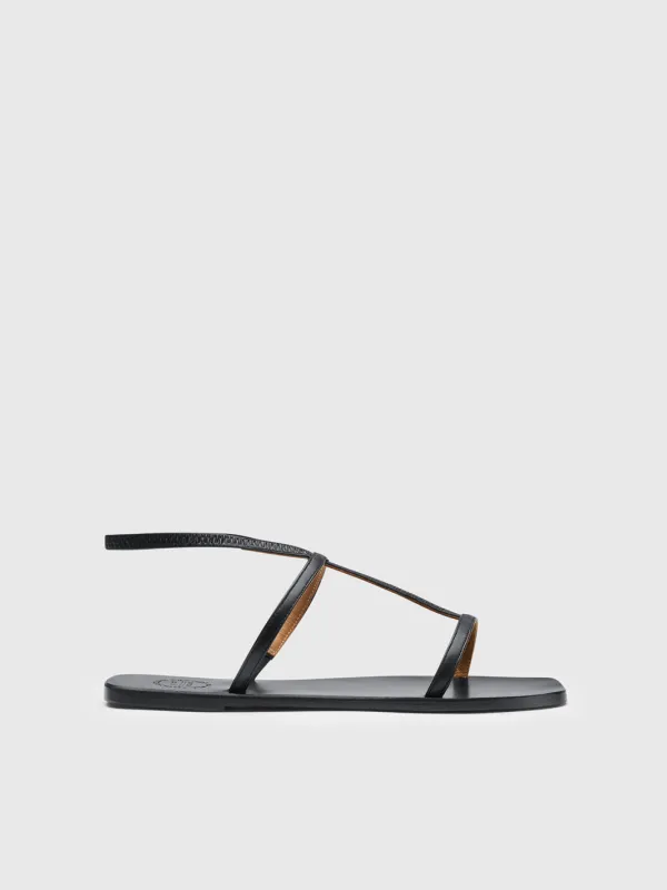 Delebbio Black Nappa Flat sandals made by ATP Atelier
