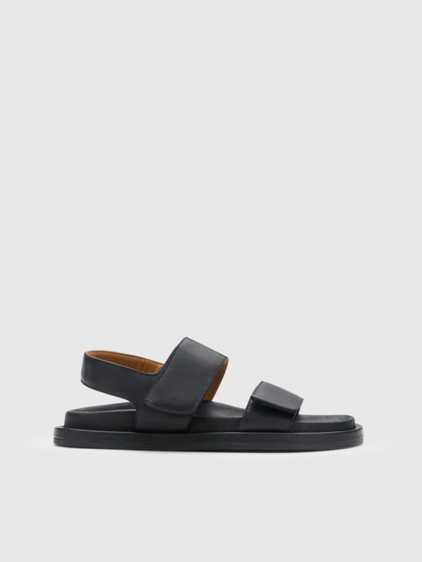 Naturno Black Leather Comfy sandals made by ATP Atelier