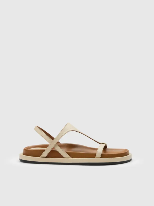 Ultimo Mandorla Grained Leather Comfy sandals made by ATP Atelier