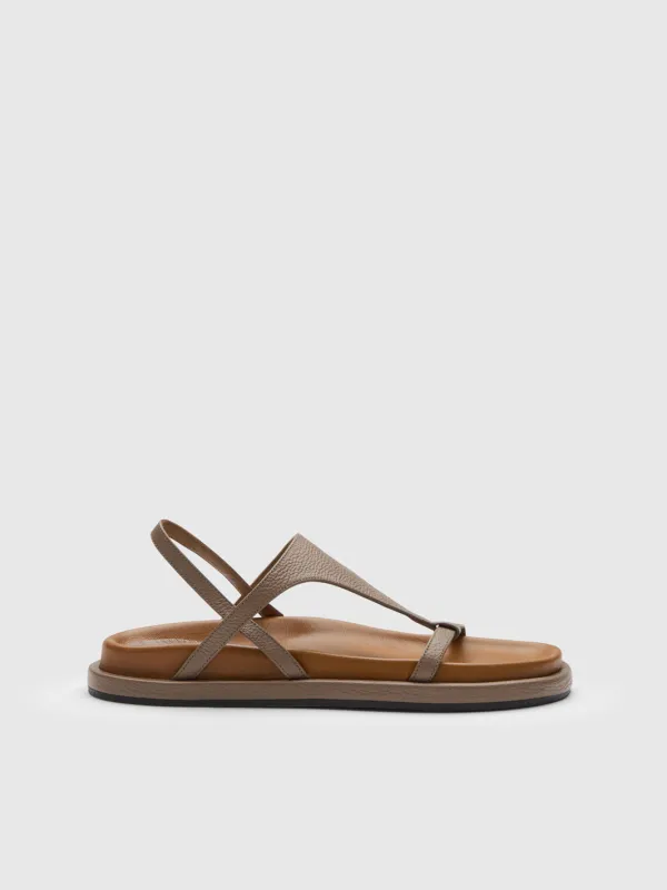 Ultimo Tahini Grained Leather Comfy sandals made by ATP Atelier